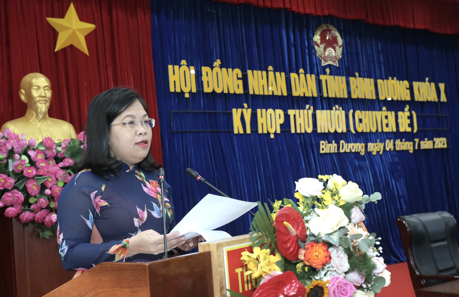 Đồng chí Nguyễn Trường Nhật Phượng, Phó Chủ tịch HĐND tỉnh phát biểu tổng hợp phần biểu quyết thông qua các nghị quyết.